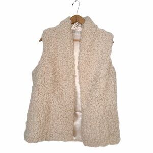Garnet Hill Cream Boucle Open Vest Size Large
